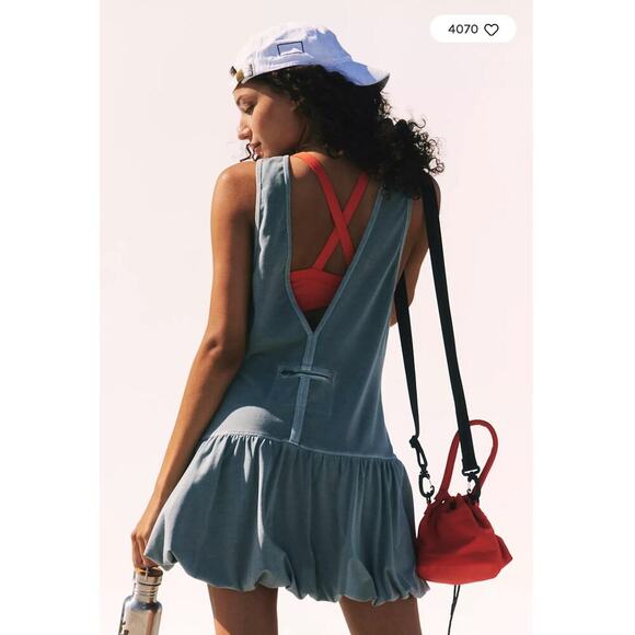 NWT Free People FP Movement Hot Shot Bubble Set XS Summer Storm Blue 2 Piece Set - Picture 1 of 10
